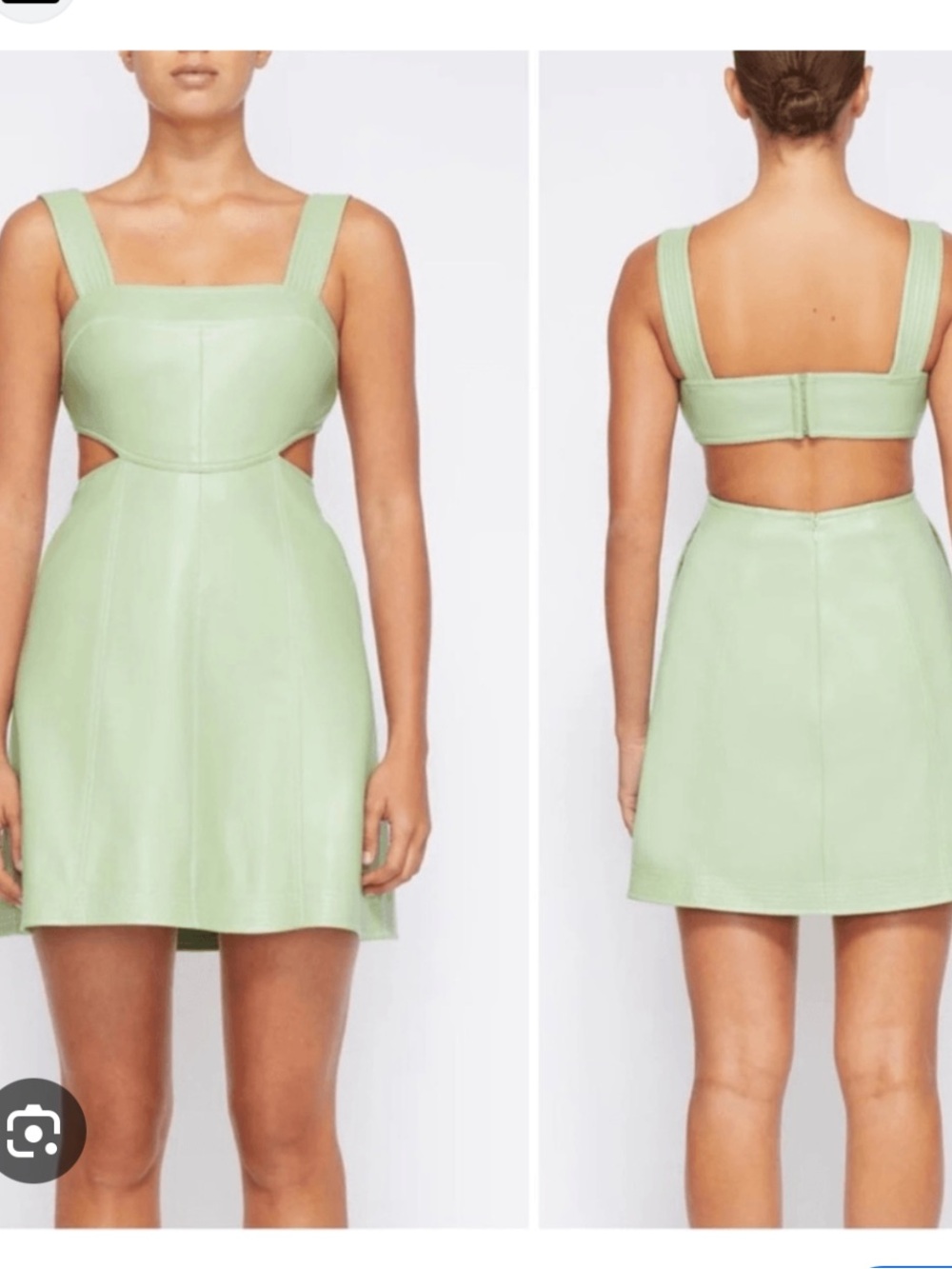 Jonathan Simkhai Lime Green Faux-Leather Cutout Mini Dress
